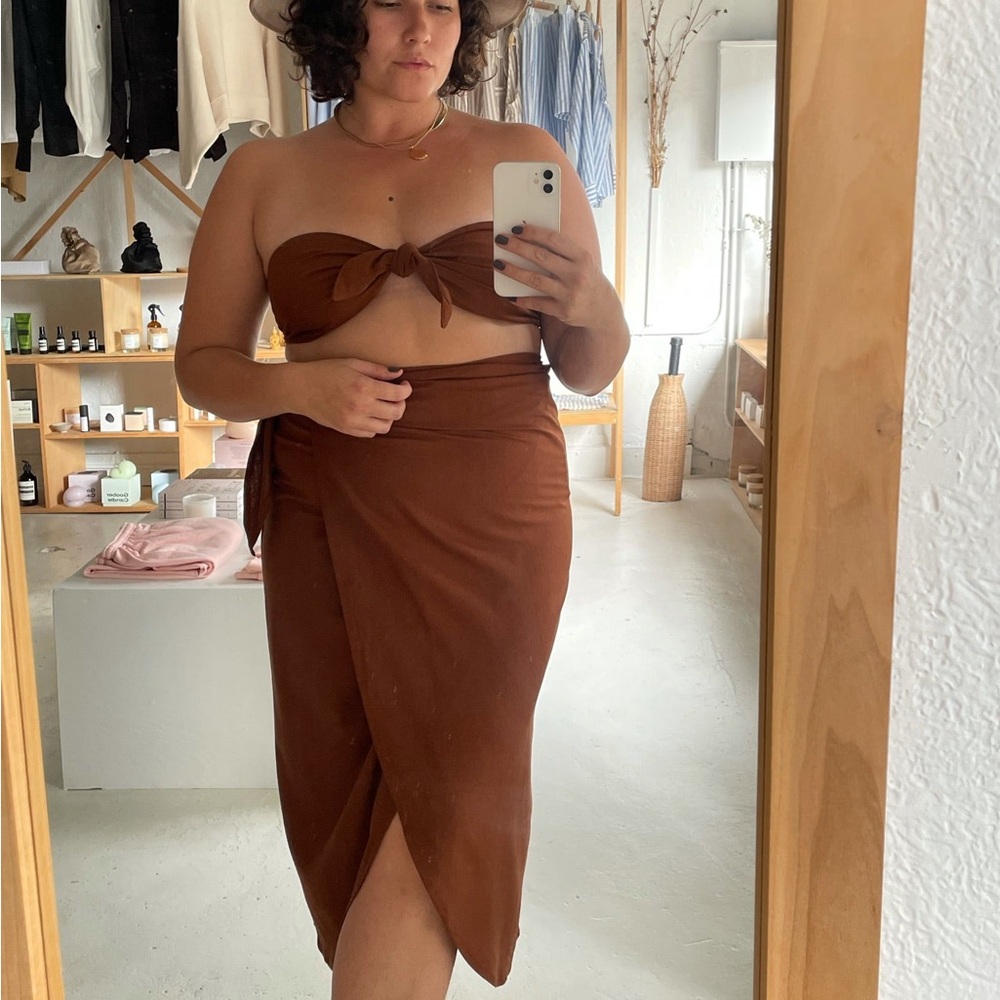 Na Nin Bobbie Raw Silk Wrap Skirt - Cinnamon / Rust